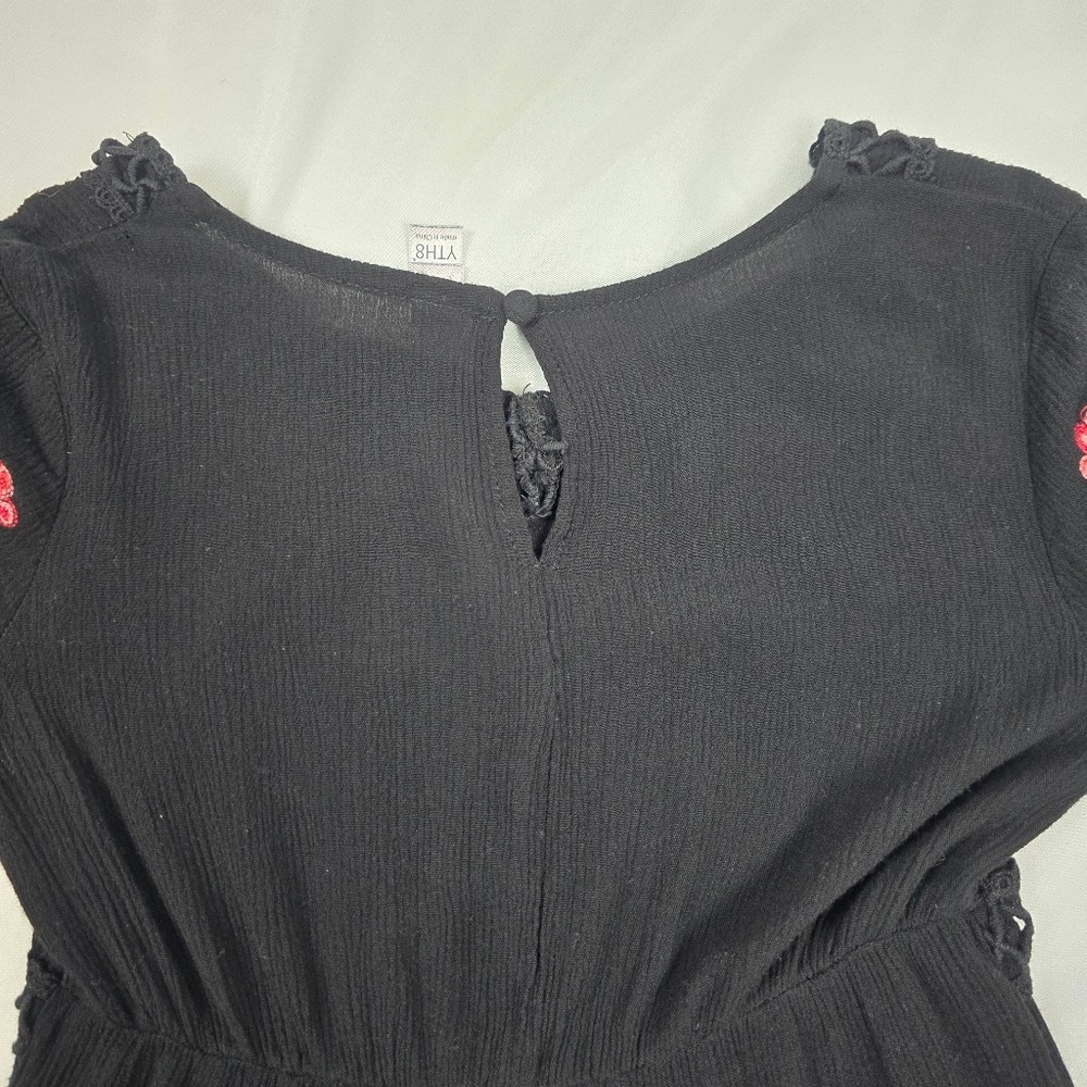 Francesca's Franki Sweetheart Black Floral Embroidered Babydoll Dress Girls YTH8 - Picture 6 of 6